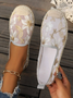 Mesh Floral Wedge Heel All Season Shallow Shoes