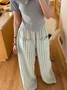 Loose Casual Striped Polyester Cotton Pants