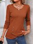 Women Plain Crew Neck Casual Long Sleeve T-shirt