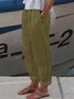Women's Linen Pants Trousers Baggy Full Length Cotton And Linen Side Pockets Baggy