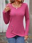 Women Plain Crew Neck Casual Long Sleeve T-shirt