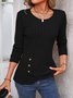 Women Plain Crew Neck Casual Long Sleeve T-shirt
