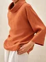 Women's Cotton And Linen Mock Neck Daily Going Out Casual Top