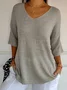 Plain Casual Loose V Neck Sweater