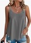 Women Casual Plain Summer Sleveness Eyelet Embroidery Tank Top Cami Top