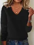 Yarn/Wool Yarn Plain Loose Casual Sweater
