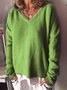 Plain V Neck Loose Casual Sweater