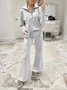 Casual Plain V Neck Loose Two-Piece Set