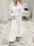 Casual Plain V Neck Loose Two-Piece Set