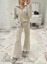 Casual Plain V Neck Loose Two-Piece Set