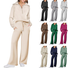 Casual Plain V Neck Loose Two-Piece Set