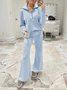 Casual Plain V Neck Loose Two-Piece Set