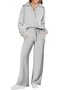 Casual Plain V Neck Loose Two-Piece Set
