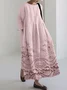 Cottage Floral Embroidered Lace Hem Flowy Maxi Dress
