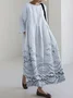 Cottage Floral Embroidered Lace Hem Flowy Maxi Dress