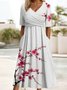 Floral Print Long Sleeve V-neck Dress