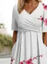 Floral Print Long Sleeve V-neck Dress