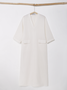 Regular Fit Plain V Neck Linen Dress With No