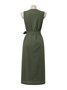 Linen V Neck Plain Linen Dress With No