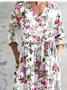 Women's Floral Spring Print Casual V-Neck Long Sleeve Dress