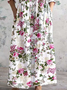 Women's Floral Spring Print Casual V-Neck Long Sleeve Dress