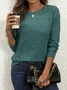 Women Plain Crew Neck Casual Long Sleeve T-shirt