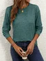 Women Plain Crew Neck Casual Long Sleeve T-shirt