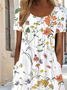 Crew Neck Regular Fit Vacation Dress With No