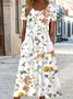 Crew Neck Regular Fit Vacation Dress With No