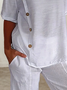 Linen Casual Plain Crew Neck linen-cotton Blouse