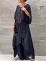 Casual Plain Crew Neck Two-Piece Set