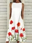 Cotton Regular Fit Crew Neck Casual Dress With No Belt