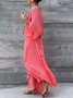 Casual Plain Crew Neck Two-Piece Set