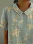 Women's Floral Spring Print Lapel Short Sleeve Shirt