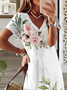 Women's Spring Printed Casual V-Neck Short Sleeve Dress