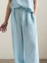 Casual Plain  linen-cotton Two-Piece Set