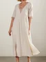 Vacation Plain linen-cotton Midi Dress