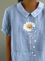 Women's Floral Spring Print Lapel Short Sleeve Shirt
