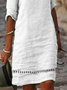 Casual Plain Hollow Out Crew Neck Midi Dress