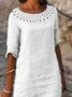 Casual Plain Hollow Out Crew Neck Midi Dress