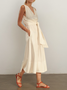 Elegant Plain linen-cotton Midi Dress
