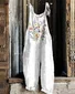 Floral comfortable casual cotton linen jumpsuit