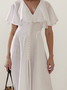 Elegant Plain linen-cotton Midi Dress