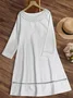 Casual Plain Hollow Out Crew Neck Midi Dress