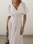 Elegant Plain linen-cotton Midi Dress