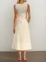 Elegant Plain linen-cotton Midi Dress