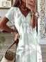 Women's Floral Print Casual V-Neck Short Sleeve Dress