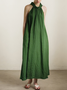 Vacation Plain linen-cotton Halter Maxi Dress