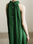Vacation Plain linen-cotton Halter Maxi Dress