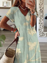 Women's Floral Print Casual V-Neck Short Sleeve Dress